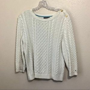 ❗️Tommy Hilfiger White Cable Knit Sweater LARGE